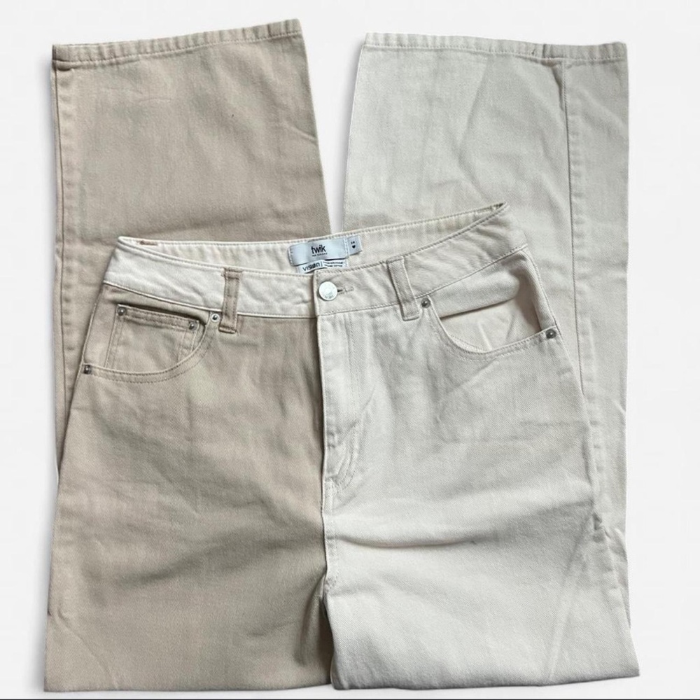 Twik Beige Carpenter Pants Size 28 High Rise Relaxed Fit Utility Minimalist Y2K
